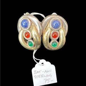 HUGE Bat-Ami Two-Tone 925 Sterling Earrings Set